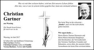 Traueranzeige Christian Gartner