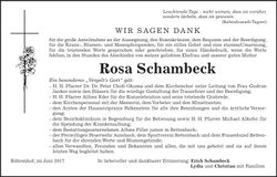 Traueranzeige Rosa Schambeck