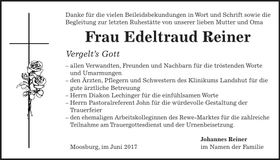 Traueranzeige Edeltraud Reiner