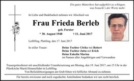 Traueranzeige Frieda Berleb