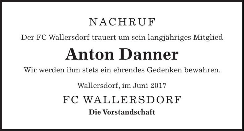 Traueranzeige Anton Danner
