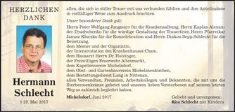 Traueranzeige Hermann Schlecht