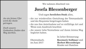 Traueranzeige Josefa Blessenberger
