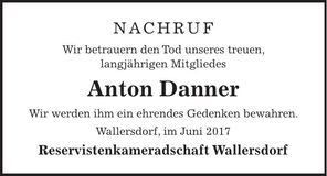 Traueranzeige Anton Danner