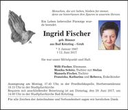 Traueranzeige Ingrid Fischer