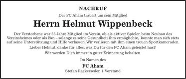 Traueranzeige Helmut Wippenbeck