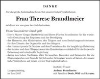Traueranzeige Therese Brandlmeier