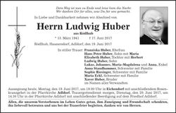 Traueranzeige Ludwig Huber