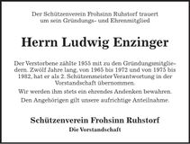 Traueranzeige Ludwig Enzinger