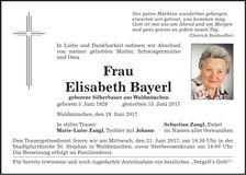 Traueranzeige Elisabeth Bayerl