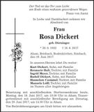 Traueranzeige Rosa Dickert