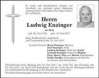 Traueranzeige Ludwig Enzinger
