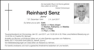 Traueranzeige Reinhard Senz