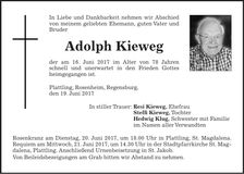 Traueranzeige Adolph Kieweg