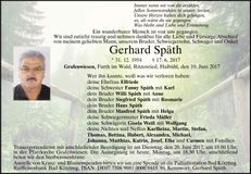 Traueranzeige Gerhard Späth