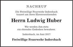 Traueranzeige Ludwig Huber
