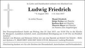 Traueranzeige Ludwig Friedrich