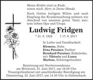 Traueranzeige Ludwig Fridgen