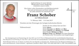 Traueranzeige Franz Schober