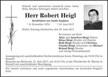 Traueranzeige Robert Heigl