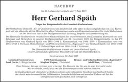 Traueranzeige Gerhard Späth