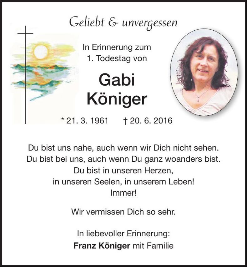 Traueranzeige Gabi Königer