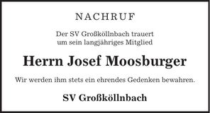 Traueranzeige Josef Moosburger