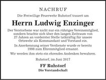 Traueranzeige Ludwig Enzinger