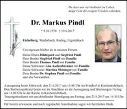 Traueranzeige Markus Dr. Pindl
