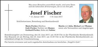 Traueranzeige Josef Fischer