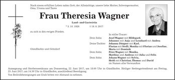 Traueranzeige Theresia Wagner