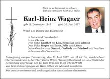 Traueranzeige Karl-Heinz Wagner