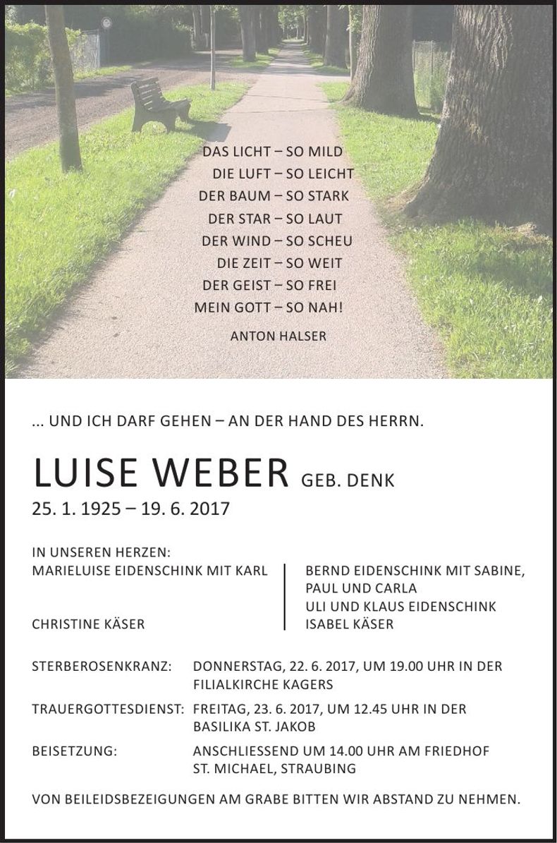Traueranzeige Luise Weber