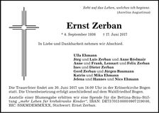 Traueranzeige Ernst Zerban