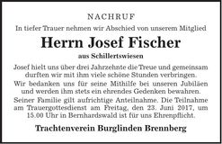 Traueranzeige Josef Fischer