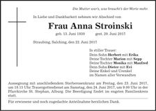 Traueranzeige Anna Stroinski
