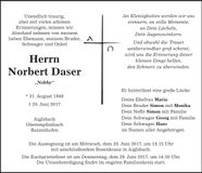 Traueranzeige Norbert Daser