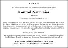 Traueranzeige Konrad Neumaier