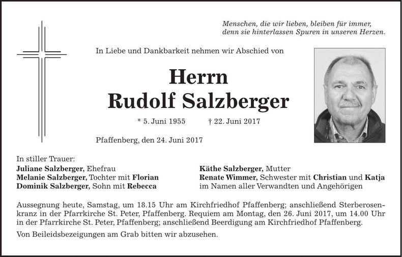 Traueranzeige Rudolf Salzberger