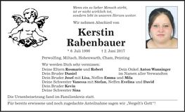 Traueranzeige Kerstin Rabenbauer