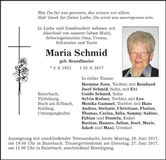 Traueranzeige Maria Schmid