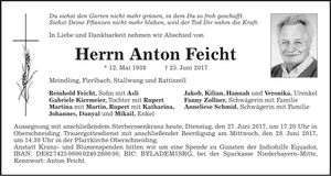 Traueranzeige Anton Feicht