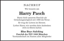 Traueranzeige Harry Pasch
