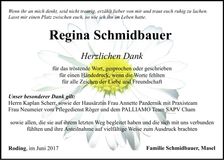 Traueranzeige Regina Schmidbauer
