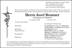 Traueranzeige Josef Brunner