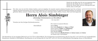 Traueranzeige Alois Simbürger
