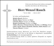 Traueranzeige Wenzel Rauch