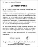 Traueranzeige Jaroslav Pacal