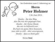 Traueranzeige Peter Holzner
