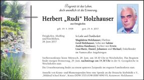 Traueranzeige Herbert "Rudi" Holzhauser